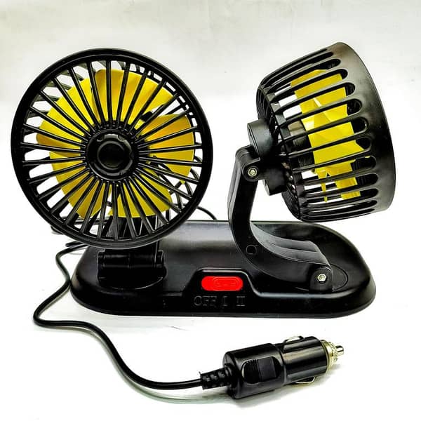 Dual Head Car Fan with 2 Speed Settings for Dashboard Cooling