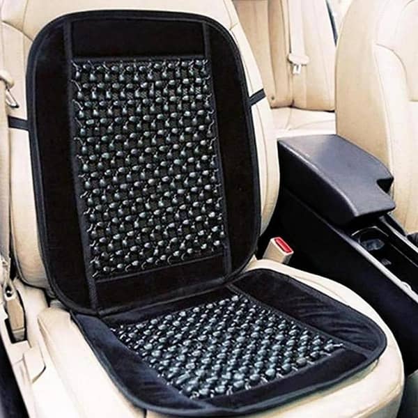 Premium Wooden Bead Seat Cushion for All Cars - Black