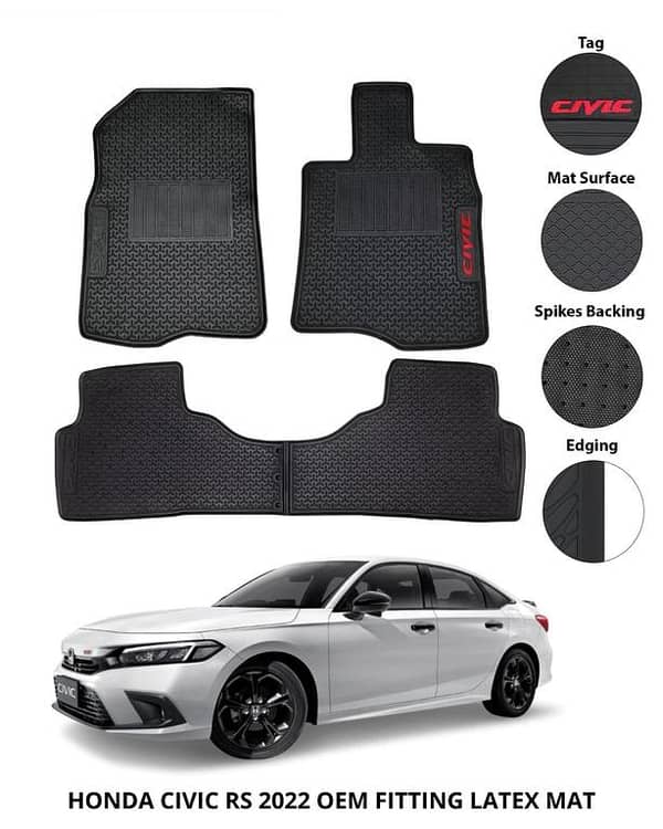 HONDA CIVIC RS 2022–2024 Rubber Latex Car Floor Mat