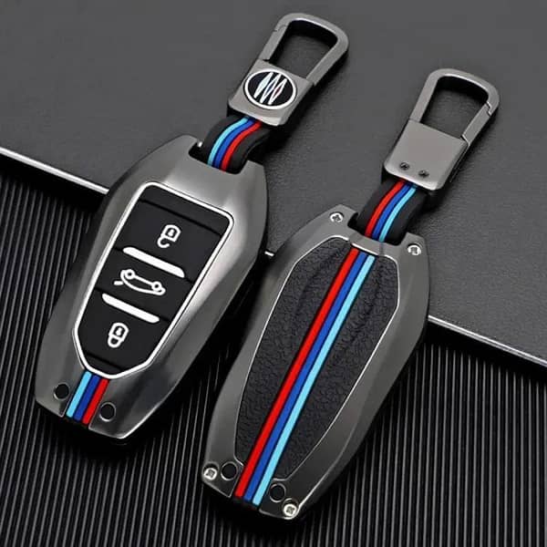 Peugeot 2008 Zinc Alloy Key Cover with Keyring – Grey Premium Protective Shell
