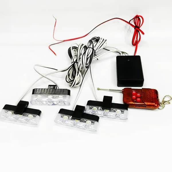White LED Flasher Lights for Cars — Remote Control (4 Pack)