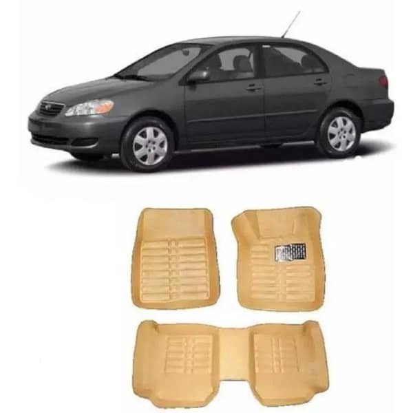 5D Premium Car Floor Mats for Toyota Corolla (2003-2008) - Beige, 3 Pieces