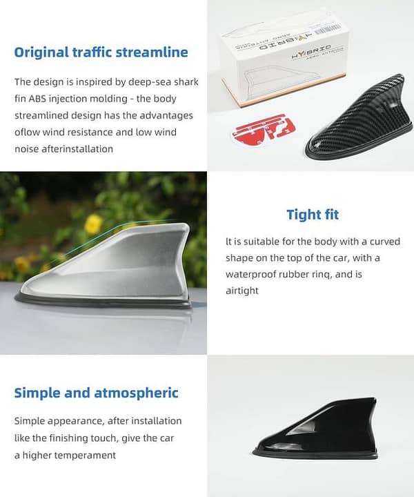 Universal Car Shark Fin Antenna AM/FM Roof Aerial - Carbon