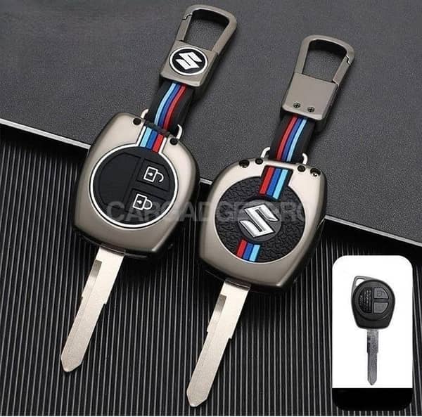 Suzuki Alto Cultus WagonR Zinc Alloy Car Key Case with Keychain – Waterproof, Dustproof, Scratch-Resistant, Glow in the Dark (Gun Grey)