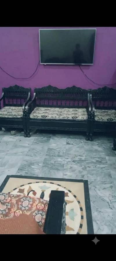 Classic Wooden Sofa Set with cushions well maintained