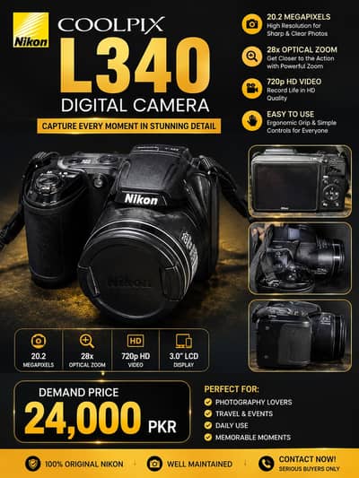 Nikon Coolpix L340 Digital Camera for Sale | 20.2MP | 28x Optical Zoom