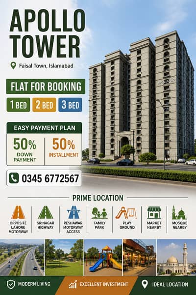 FAISAL TOWN APOLLO TOWER 1 BED 2 BED 2 BED 50% DownPayment 50% Installment