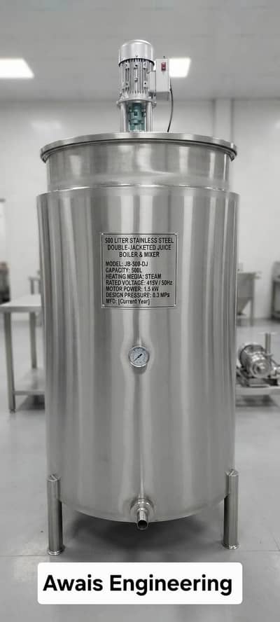 Double Jacket Boiler Plus Mixer in Steel Body For Juice Ketchup etc