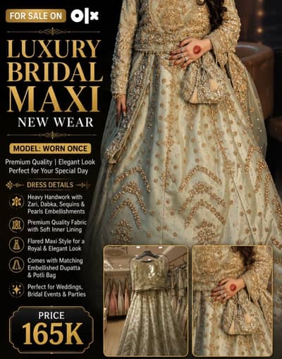 Bridal Maxi for Sale | Luxury Wedding Dress | Designer Bridal Lehenga