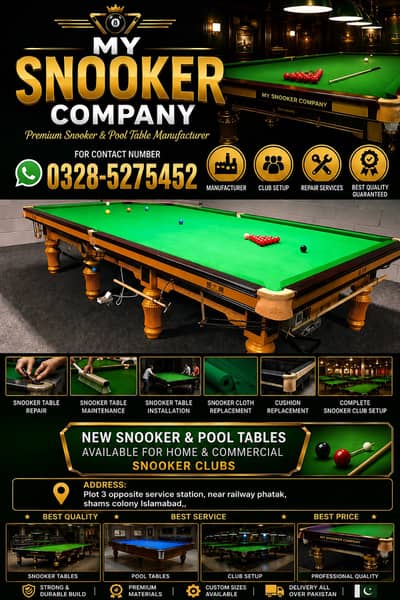 Snooker Tables All Size /Magnum Style/Dynasty Style/Rasson Style/
