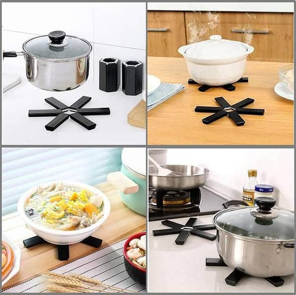 Foldable Trivets for Heat Insulation Pad, Hot Pots, Pans, Hot Dishes, Kitchen Worktop Protector Mats, Non-Slip Kitchen Trivets Countertop, Teapot Heat Resistant