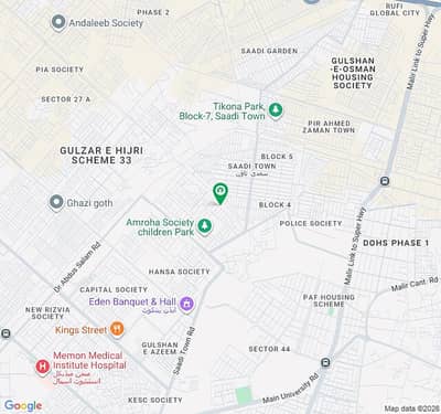 Corner 120 Sq Yd Plot Sale In Saadi Town Block 7 Scheme 33 Karachi