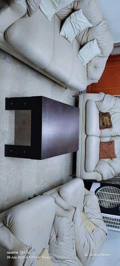 Storage shelves and Central Table with side table