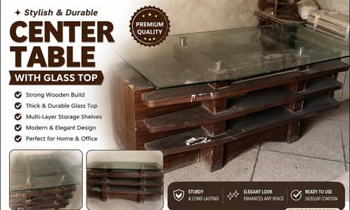 Modren Glass Top Center Table - Excellent Condition