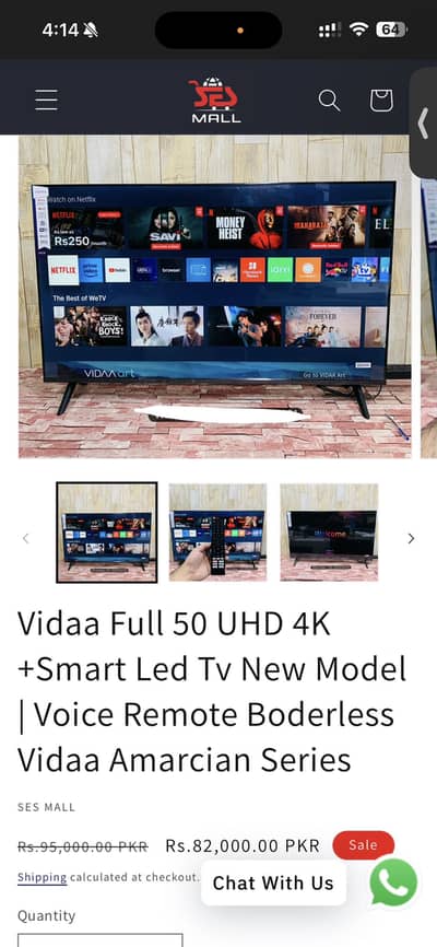 Led tv 50inch box pack 4k