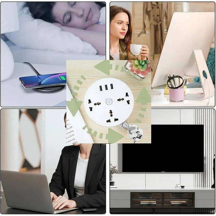 EU Plug Extension Socket with USB Portsh Multifunction 5