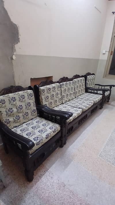 wooden sofa with seats