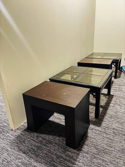 2 Bedside Darwin Tables + 2 Square Coffee Tables + 1 Long Table
