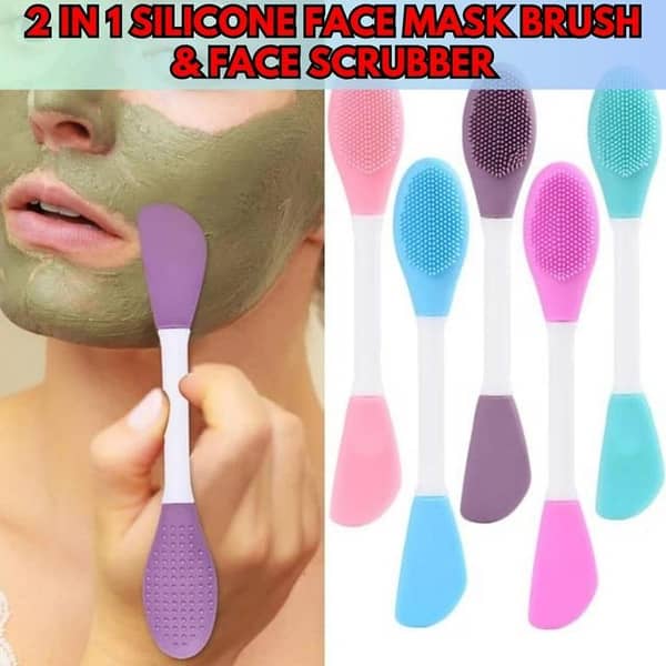 Facial Cleansing Brush, 2 in 1 Silicone Face Mask Brush & Face Scrubber, For Exfoliating, Massaging, Remove Blackheads, Makeup Kit