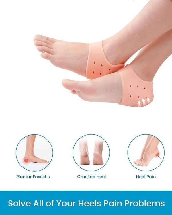 Silicone Heel Cups for Heel Crack– Silicone Heel Cushion Pads for Plantar Fasciitis, Bone Spur & Foot Support (1 Pair)
