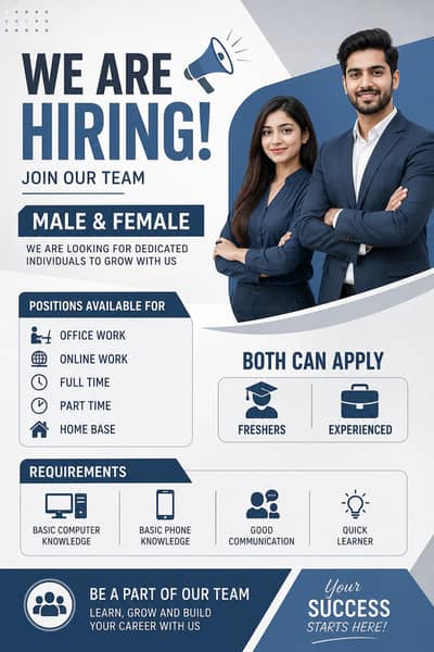 Hiring staff for office and online work