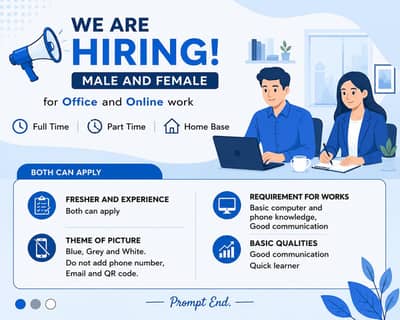 hiring male and female staff for online work.