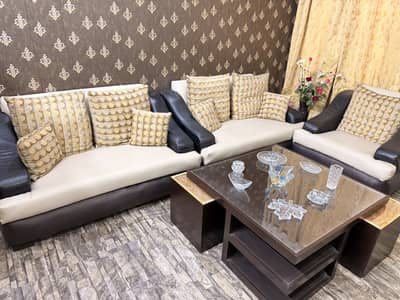 Sofa set 5 seater with one center table and 2 side tables
