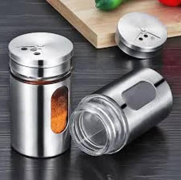 2 pcs Stainless Steel Rotatable Seasoning Bottle Jar with stand Barbecue Seasoning Bottle Cumin Powder Box Salt Jar Pepper Shaker 100ML
