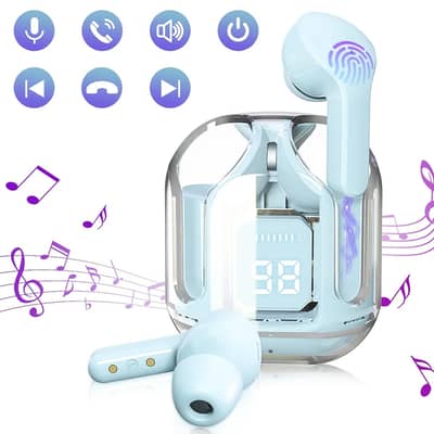 Air31 Earbuds Wireless | Crystal Transparent Bluetooth 5.3 | LED Displ