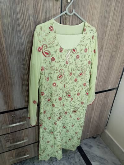 Beautiful kaddu color Embroidered 3-Piece Fancy Suit (Stitched)