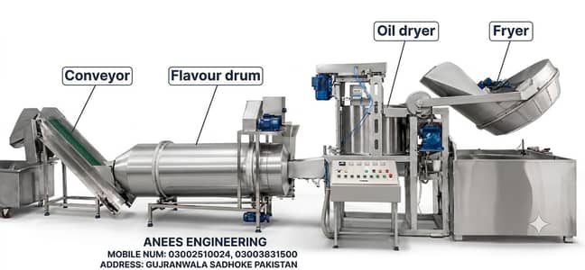 Chips & Salanty nimko Making machines Fryer oil dryer packing machines