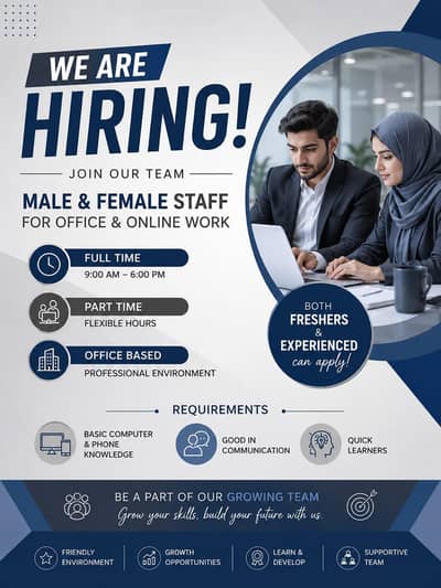 we are hiring Staff male and female for office and online work