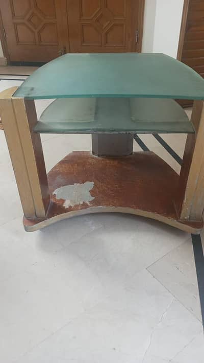 used tv table old glass table