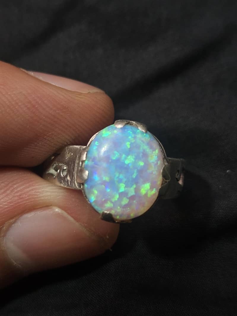 opal stone with silver ring 0