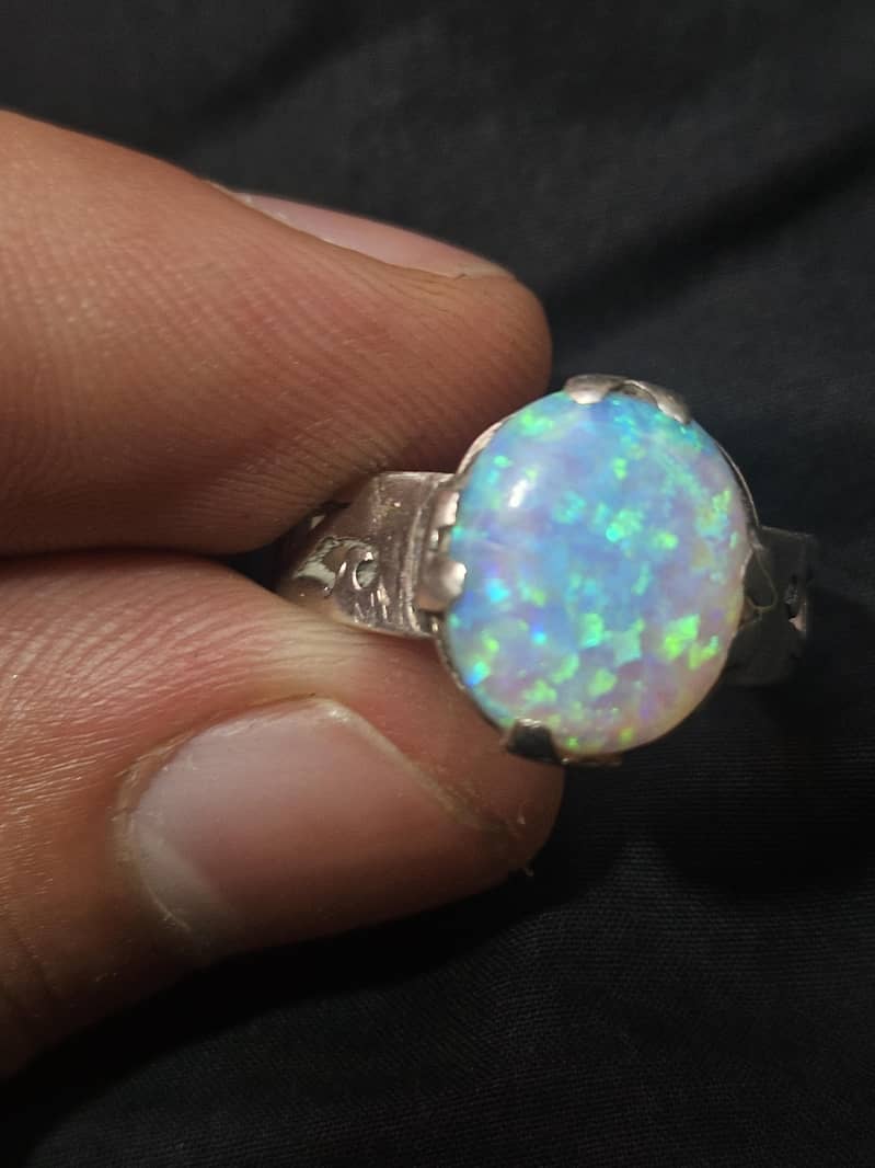 opal stone with silver ring 2
