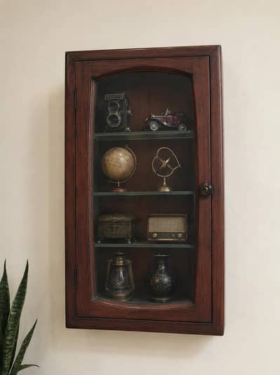 Vintage Solid Wood Wall Display Cabinet / Showcase (50-70 Years Old)