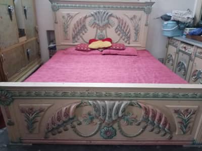 Bed set with side table, Dressing, Showcase