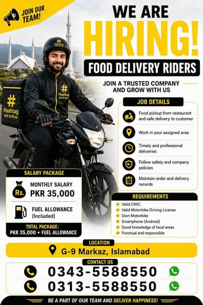 Rider required for food delivery