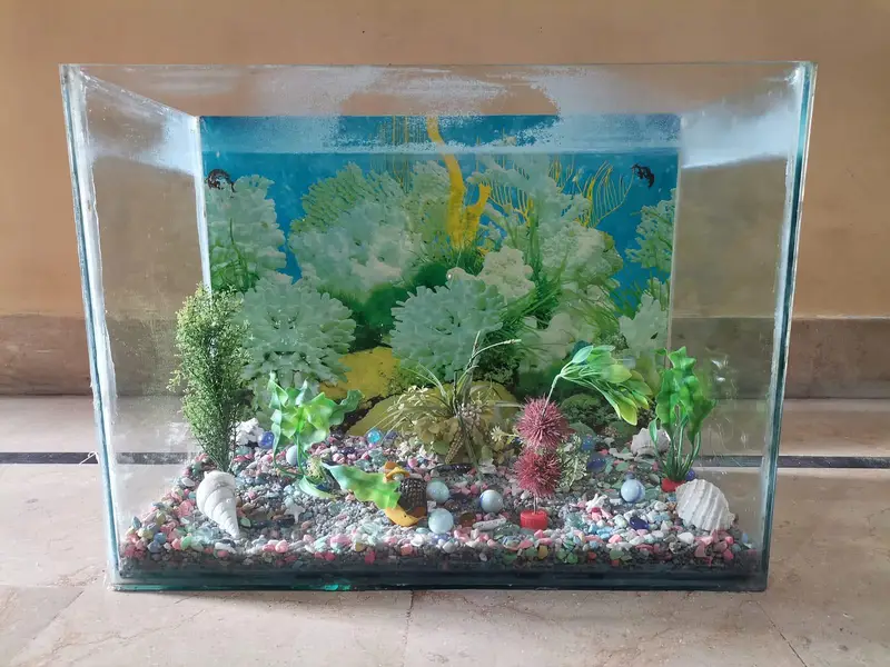 glass fish tank aquarium with inside accessories — photo 3