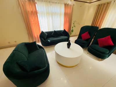 Luxurious Dark Green Velvet Sofa Set – Unused & Pristine Condition