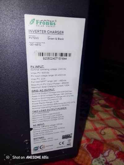 Fronus 6.2 kw PV7200 hybrid solar inverter