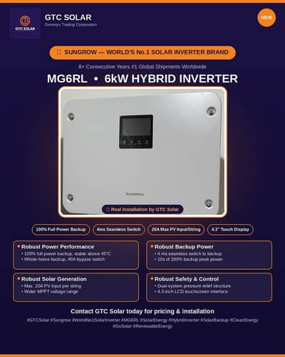 sungrow 6kw hybrid inverter brand new