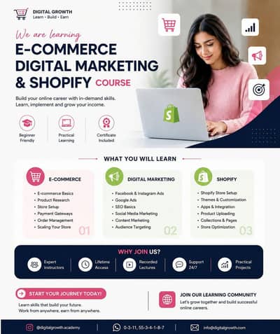 E-Commerce, Digital Marketing & Shopify Course | Practical Training