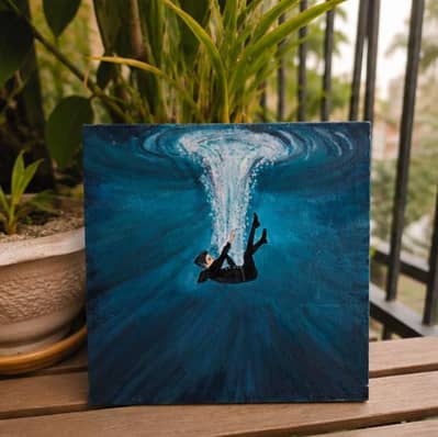 Original Hand-Painted "Falling Into the Deep" Canvas | 14×14 Inches