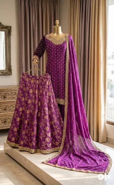 Premium Banarsi Lehenga Set (Heavy Kora, Dapka Sitara Hand Embroidery