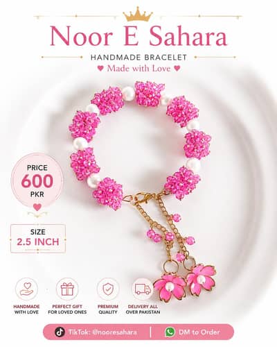 Pink Handmade Gajra Bracelet for Girls | New | Premium Quality