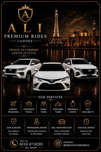 Premium Rent a Car Lahore | Fortuner & Tucson | Chauffeur Services