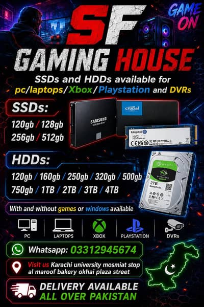 Hard drive and ssd with games for all console and pc