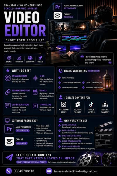 Short-Form & Islamic Video Editor | Reels • Shorts • TikTok  I