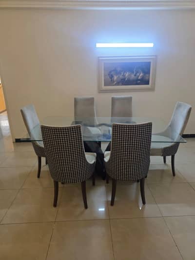 Dining table and six chairs